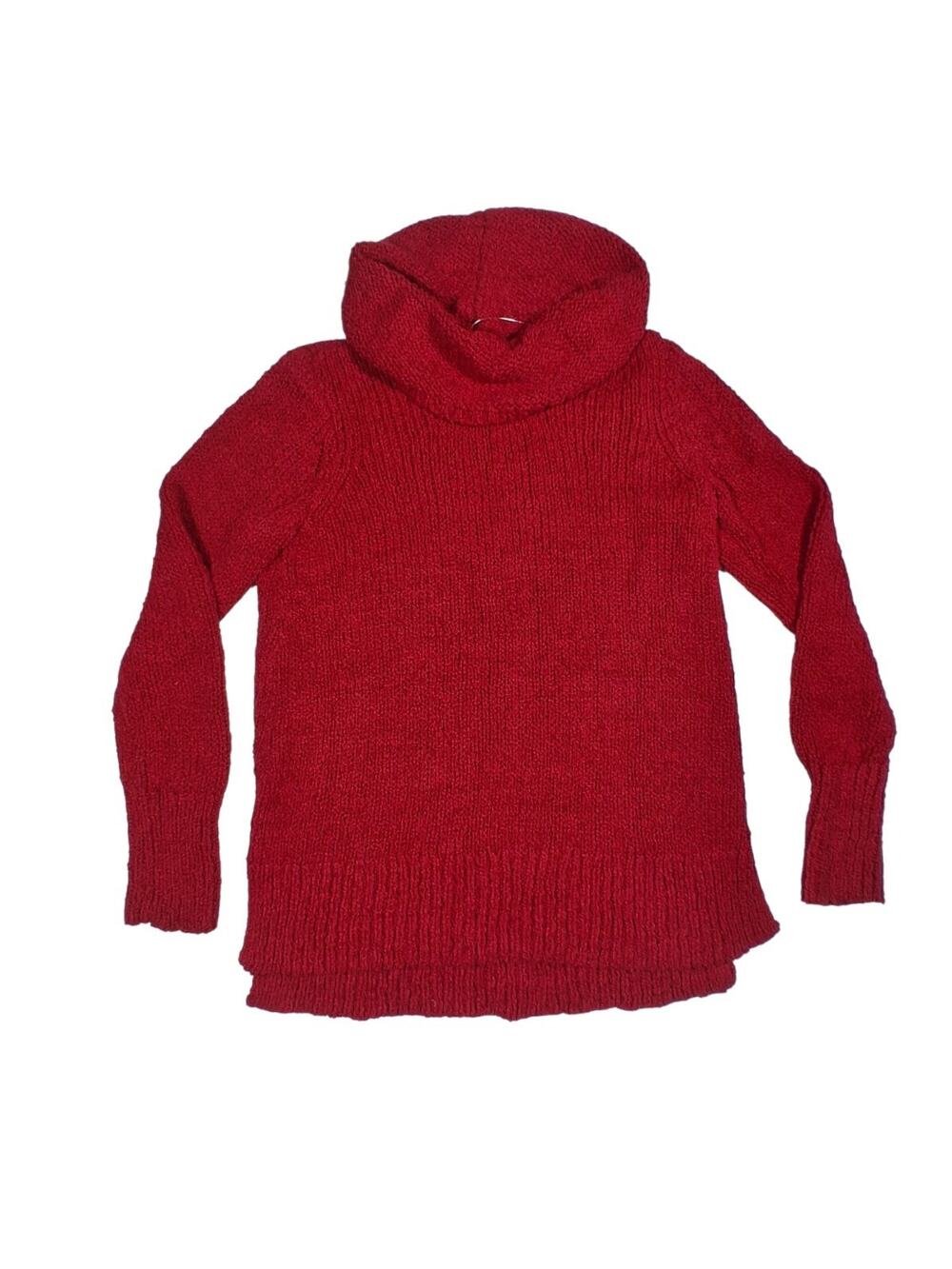 J.Jill Red Cowl Neck Sweater Women’s Small Chunky Knit Tunic Pullover EUC